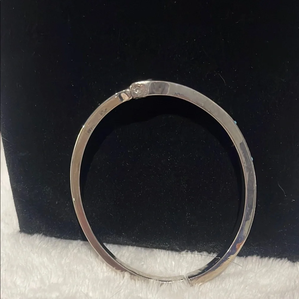 New Elegant Marlyn Schiff Silver Hinge Cuff Bracelet with Multicolor Stones